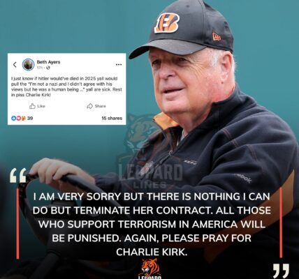 Bengals CEO Mike Brown fired a cashier working at Paycor Field after she mocked Charlie Kirk's death with a post saying "rest in p!ss." Kudos to the Cincinnati Bengals for their swift action and strong words.