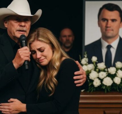 At the funeral of Charlie Kirk, the chapel was heavy with grief and love. Charlie Kirk’s wife, Erika Lane Frantzve, sat in the front row, her hands trembling, eyes fixed on the casket that held her husband.