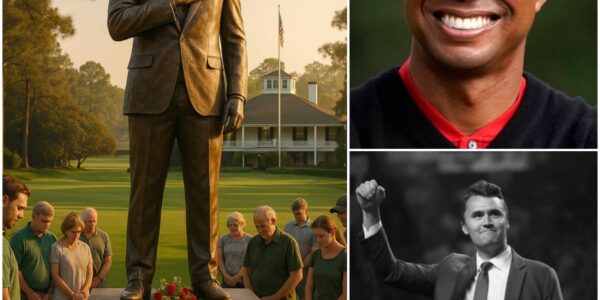 After the heartbreaking news of Charlie Kirk’s death, Tiger Woods shocked the sports world by donating $5 million to build a towering memorial at Augusta National. What left fans speechless was the haunting inscription Woods personally requested to be carved into the stone — a message so powerful it brought mourners to tears and turned the iconic course into a place of remembrance and reflection…
