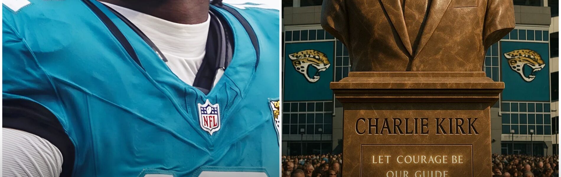 BREAKING: After the heartbreaking death of Charlie Kirk, Jacksonville Jaguars star Travis Hunter stunned the nation by donating $1.8 million to build a massive brown marble memorial at EverBank Stadium. But it was the hauntingly beautiful inscription Hunter personally wrote for the stone that left fans in tears — a tribute so powerful that it brought fans to tears and turned the site into a symbol of hope and unity.