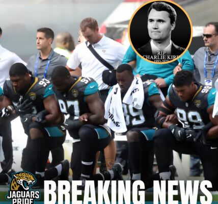 At EverBank Stadium, moments before kickoff, the roaring Jacksonville Jaguars crowd fell silent as the giant screen lit up with a tribute to Charlie Kirk. The shocking loss of the 31-year-old activist, husband, and father turned the pregame buzz into a stadium-wide moment of mourning. Tens of thousands of fans stood with bowed heads, creating a powerful scene of unity and respect rarely seen in football — a reminder that some moments are bigger than the game itself.