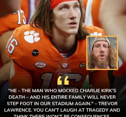 BREAKING NEWS 🚨: NFL ERUPTS! Trevor Lawrence has BANNED FOR LIFE a Jaguars staffer after learning he mocked Charlie Kirk’s tragic d3@th — and had direct contact with suspect Tyler Robinson. Lawrence’s chilling words shook fans: “He’ll never step foot in our stadium again.”