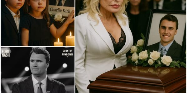 BREAKING NEWS: Dolly Parton stood frozen, tears streaming down her face, as Charlie Kirk’s two young children reached out toward their father’s portrait, whispering, “Daddy, come sing with us.” The chapel fell silent, the only sound the soft crackle of candle flames. Dolly knelt beside them, gently holding their tiny hands — and then did something so unexpected, so achingly beautiful, that the entire room gasped before breaking into sobs…