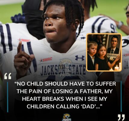 BREAKING NEWS: Jacksonville Jaguars star Travis Hunter was visibly shattered as he stood inside the candlelit chapel, watching Charlie Kirk’s two small children run toward their father’s portrait, calling out “Daddy” with heartbreaking innocence. A father himself, Hunter’s hands trembled as tears streamed down his face — the raw grief too much to contain and whispering, “No child should have to feel this pain.” What happened next left the entire room weeping uncontrollably — a moment so raw and powerful it will be remembered forever.