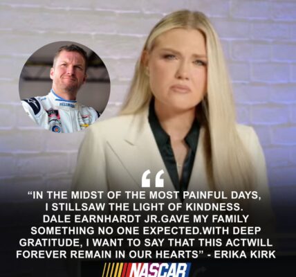 JUST IN 🏁💔: Amid the irreparable loss of Charlie Kirk, wife Erika choked up in tears as she sent a heartfelt thank you to the legend Dale Earnhardt Jr. After the tragedy, Earnhardt Jr. quietly made a surprising, humane gesture