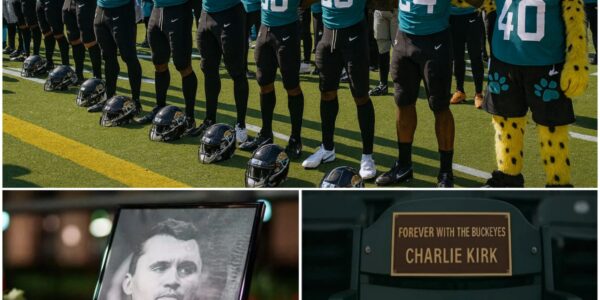 BREAKING: Jacksonville Jaguars Leave Empty Seat in Honor of Charlie Kirk – “Forever Part of the Duval Family”. At EverBank Stadium, where the roar of the crowd shakes the very turf, one seat now stands empty — reserved forever for Charlie Kirk. A gleaming plaque reads, “Forever a Jaguar – Charlie Kirk,” shining beneath the stadium lights, reminding every fan that his spirit will roar with Duval for all time.