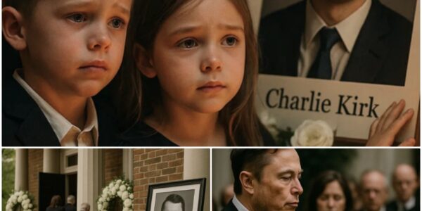 BREAKING NEWS: Elon Musk was left speechless as he witnessed Charlie Kirk’s two young children standing before their father’s portrait, innocently calling out “Daddy,” unaware of the painful truth hidden behind the glow of countless candles. The funeral hall was bathed in flickering light and filled with muffled sobs. In their childlike innocence, the little ones rushed toward the portrait as if their father were still present among them. That tender moment moved everyone in the room to tears. But it was the scene that followed which truly cast the entire gathering into silence, broken only by uncontrollable weeping…