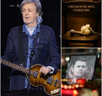 BREAKING: Paul McCartney leaves microphone on empty chair in tribute to Charlie Kirk – “Forever in the Music” 🎸At McCartney’s sold-out London concert, a single mic stood untouched under a golden spotlight. Beside it, a plaque read: “Forever in the Music – Charlie Kirk.” The crowd fell silent, then erupted into a tearful ovation, as Paul whispered, “Tonight, he sings with us.”