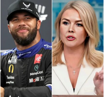 “Sit down, Barbie.” — Bubba Wallace suddenly called Karoline Leavitt a T.r.u.m.p. puppet on air after Leavitt insulted him with racist words and called him a “CHEATING DRIVER.” With just 12 words, Wallace left Karoline Leavitt speechless. Leavitt tried to retort, but was faced with a harsh truth from the NASCAR star, causing the entire studio to fall silent. The audience stood up and applauded.