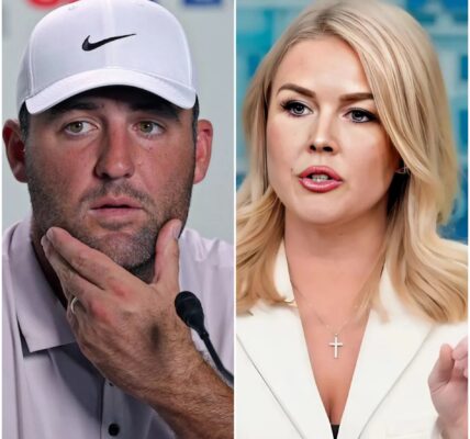“Sit down, Barbie.” Scottie Scheffler suddenly called Karoline Leavitt a T.r.um.p. puppet on air after Leavitt insulted him with racist words and called him a “CHEATING GOLFER.” With just 12 words, Scheffler left Karoline Leavitt speechless. Leavitt tried to retort, but was faced with a harsh truth from the golf legend, causing the entire studio to fall silent. The audience stood up and applauded.