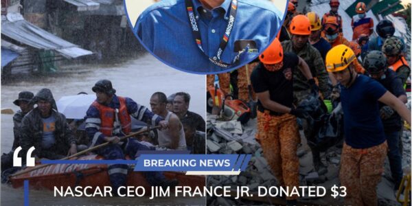 NASCAR CEO Jim France Jr. donated $3 million to help victims of typhoon and earthquake in the Philippines. But it was his message that brought tears to the eyes of the online community.