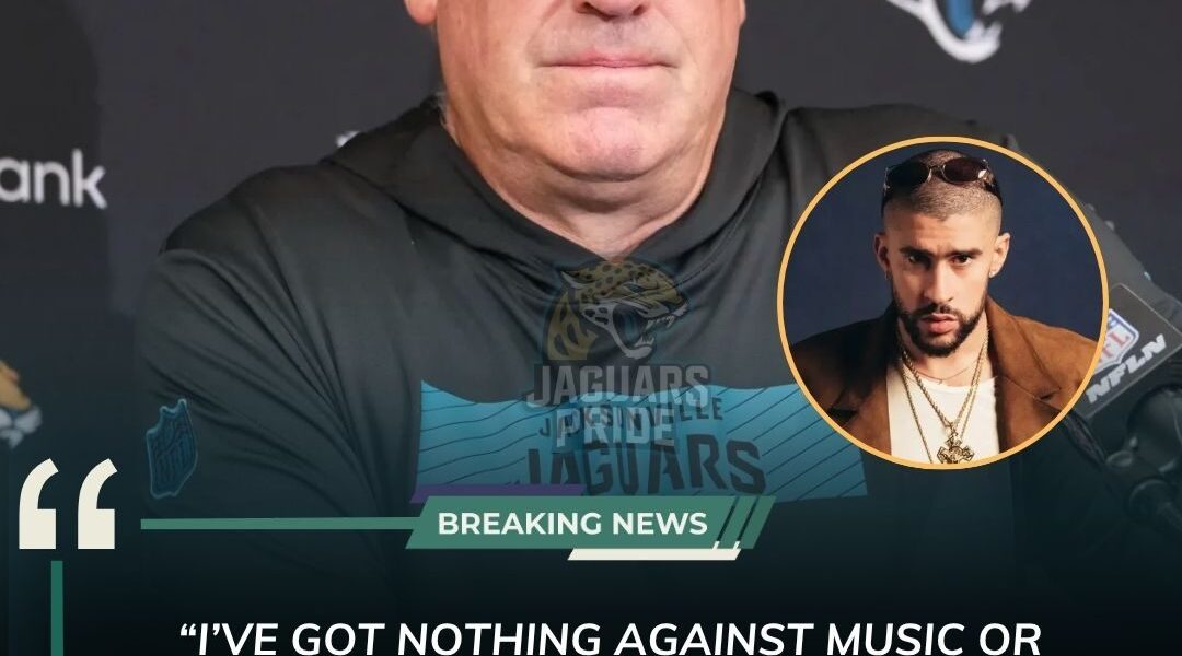 🚨 BREAKING FIRESTORM: Jaguars head coach Doug Pederson just shook the NFL — demanding the league cancel Bad Bunny’s Super Bowl halftime show. Calling it a “circus act that distracts from football,” Pederson’s words have split the nation. Fans are furious, players are divided, and celebrities are weighing in. The Super Bowl is now more than a game — it’s a cultural battlefield.