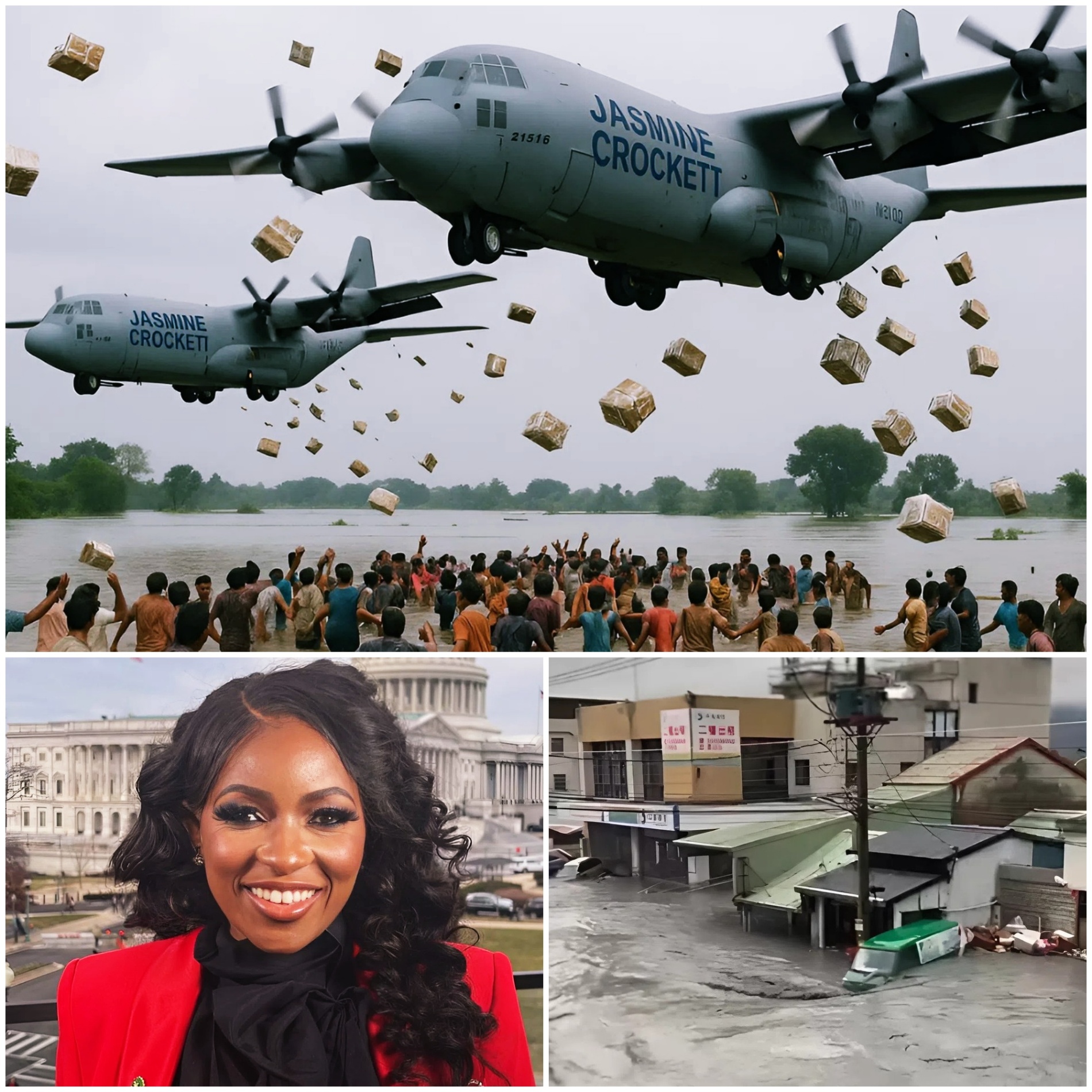 SHOCKING IN TEAR: A PRIVATE PLANE of the Democratic Party, represented by Congresswoman Jasmine Crockett, sent $10 million and 5 tons of food aid to Jamaica to help victims of Hurricane Melissa, the world's strongest hurricane of the year, which caused 'devastating' damage in Jamaica...